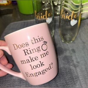 Hazel & Co. Pink “Does this ring make me look engaged?” Mug.